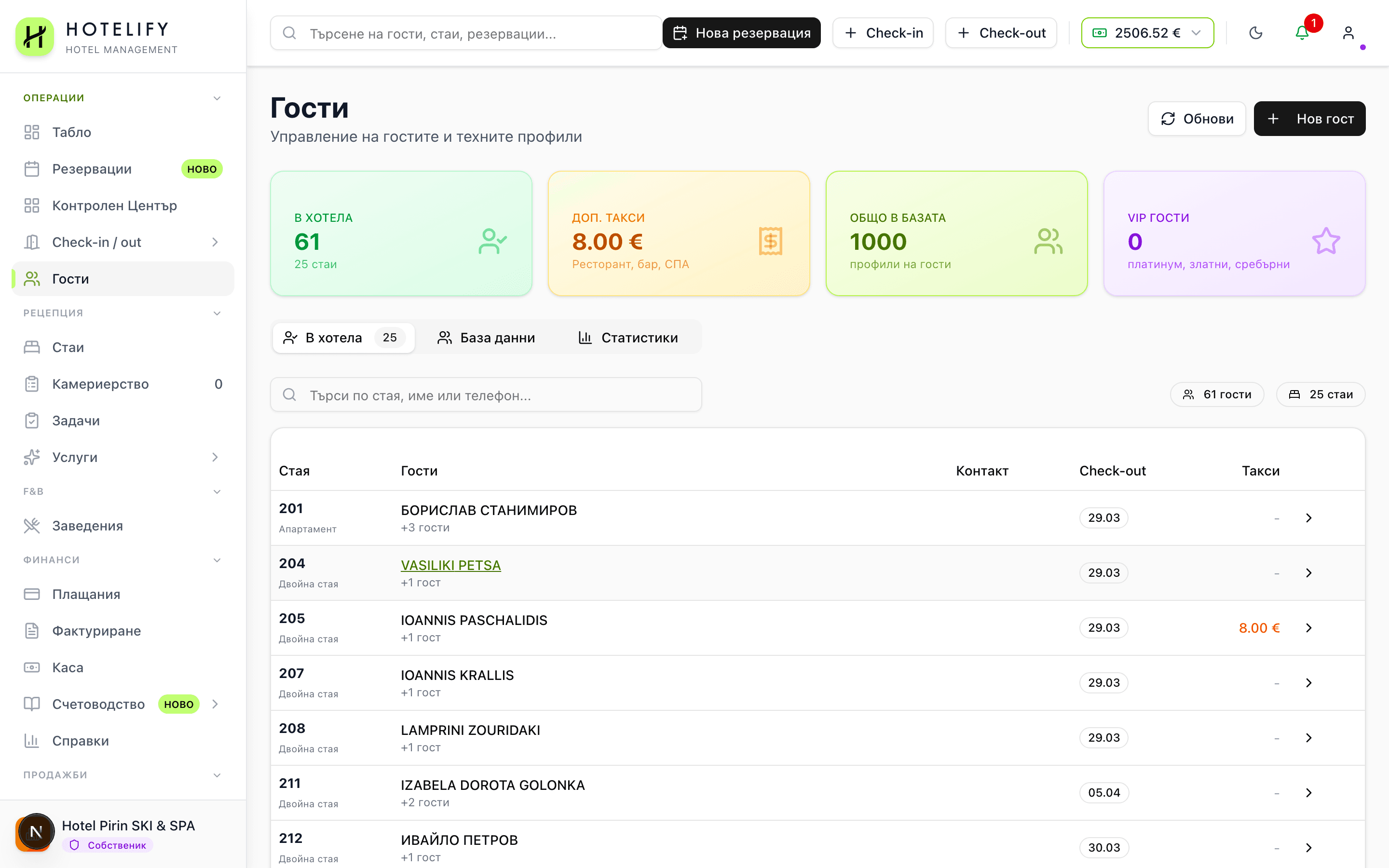 Управление на гости